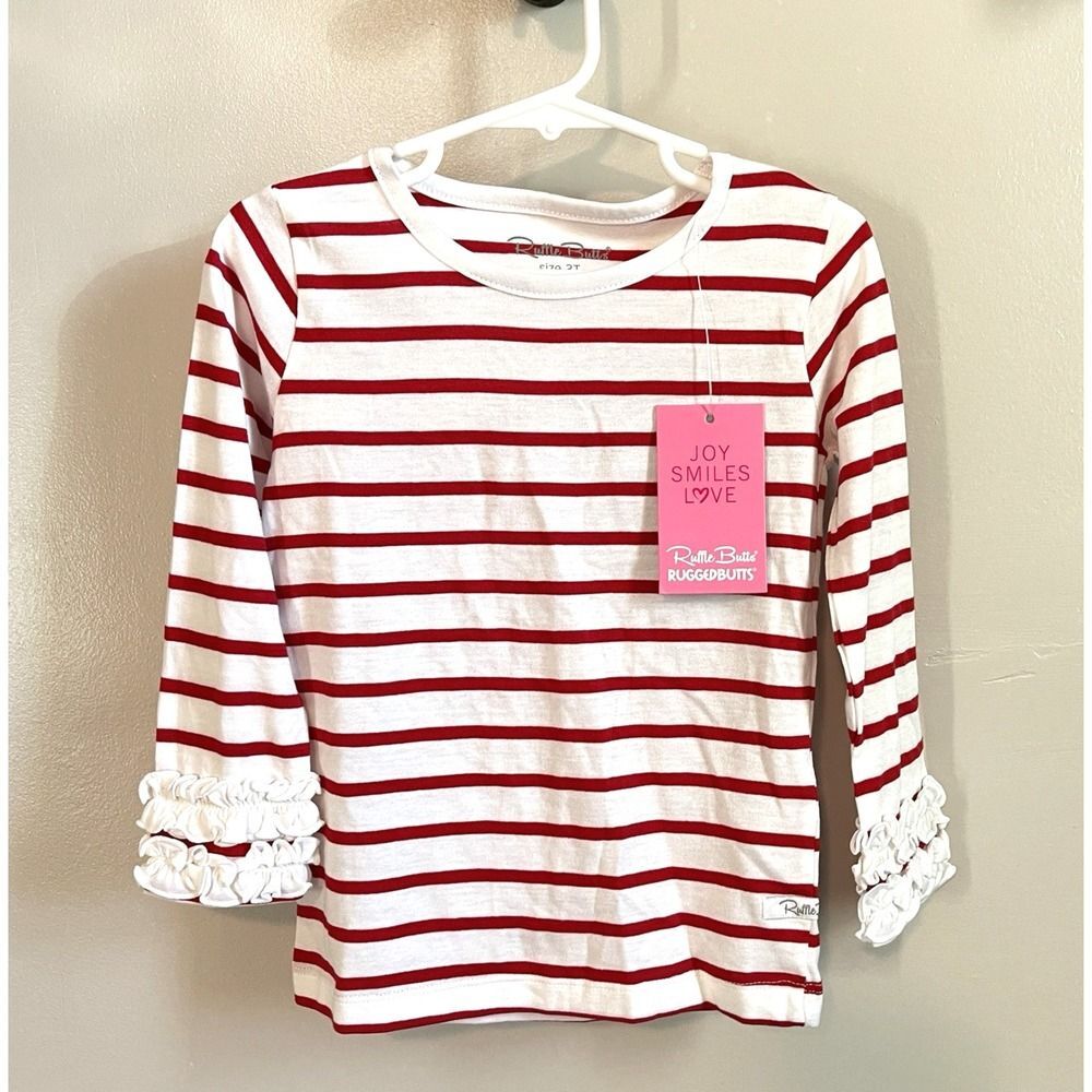 Ruffle Butts Ruffle Shirt | Red Stripe | Long Sleeve | NWT 3T